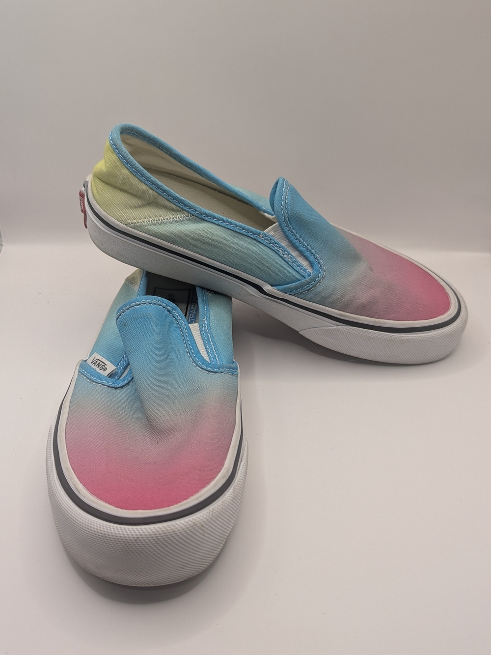 Vans Kids Slip-On Pastel Gradient Canvas Sneakers - Blue Pink Yellow